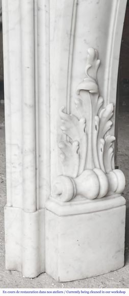 Louis XV style fireplace in Carrara marble richly carved with plant motifs Louis XV style fireplace in Carrara marble richly carved with plant motifs-13