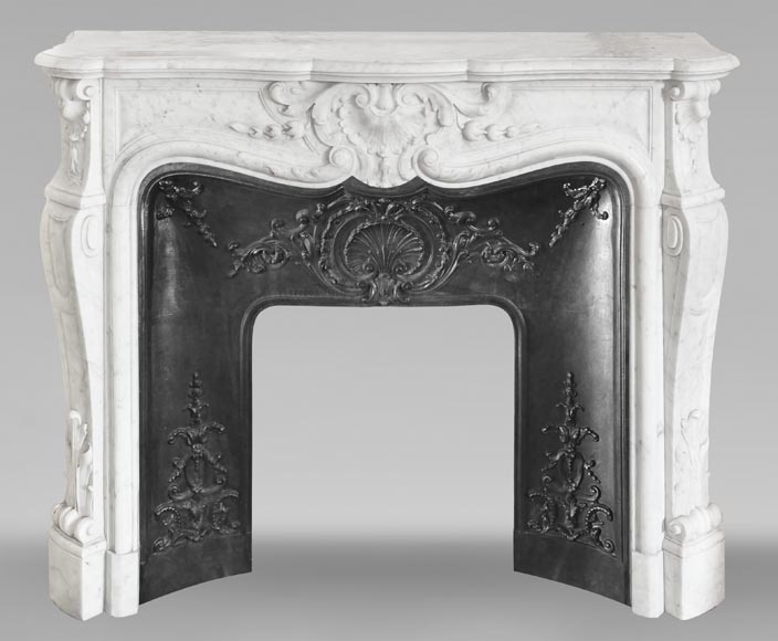 Louis XV style fireplace in Carrara marble Louis XV style fireplace in Carrara marble-0
