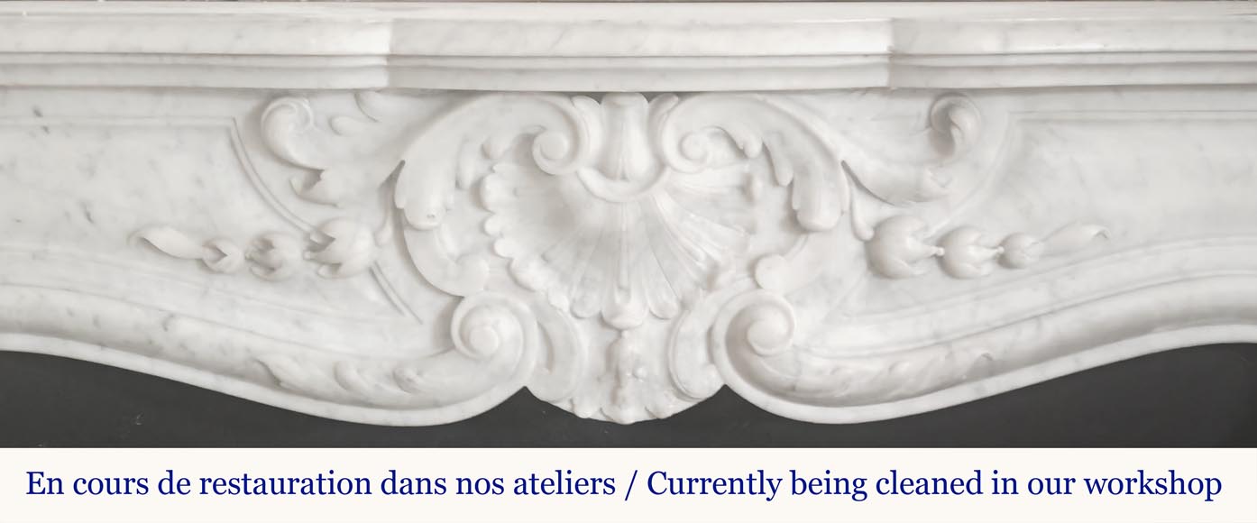 Louis XV style fireplace in Carrara marble Louis XV style fireplace in Carrara marble-1