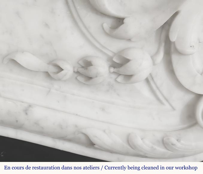 Louis XV style fireplace in Carrara marble Louis XV style fireplace in Carrara marble-3