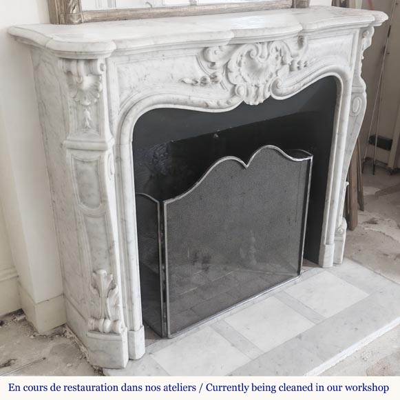 Louis XV style fireplace in Carrara marble Louis XV style fireplace in Carrara marble-4