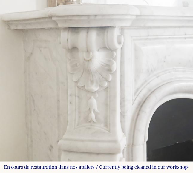 Louis XV style fireplace in Carrara marble Louis XV style fireplace in Carrara marble-5