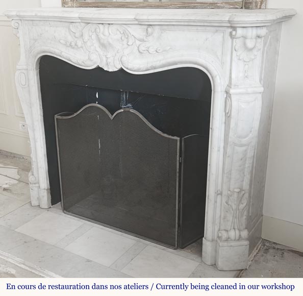 Louis XV style fireplace in Carrara marble Louis XV style fireplace in Carrara marble-7