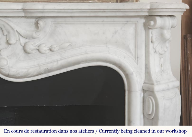 Louis XV style fireplace in Carrara marble Louis XV style fireplace in Carrara marble-8