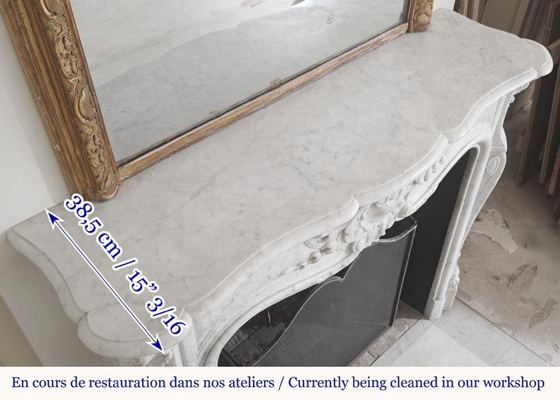 Louis XV style fireplace in Carrara marble Louis XV style fireplace in Carrara marble-10