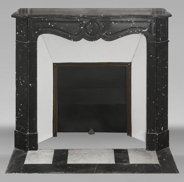 Louis XV style fireplace, Pompadour model, in speckled black marble Louis XV style fireplace, Pompadour model, in speckled black marble-0