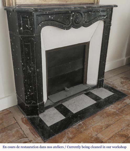 Louis XV style fireplace, Pompadour model, in speckled black marble Louis XV style fireplace, Pompadour model, in speckled black marble-2