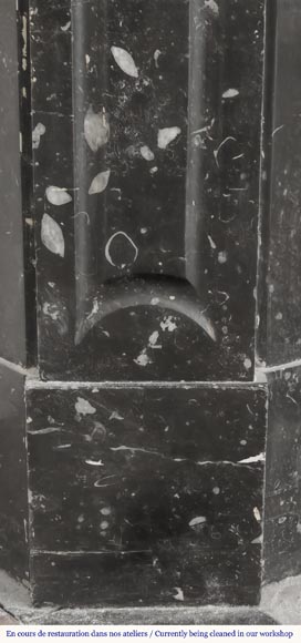 Louis XV style fireplace, Pompadour model, in speckled black marble Louis XV style fireplace, Pompadour model, in speckled black marble-4