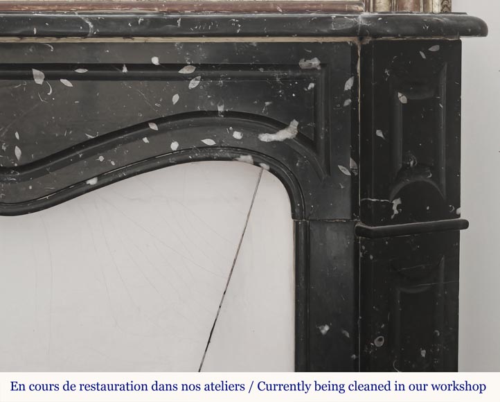 Louis XV style fireplace, Pompadour model, in speckled black marble Louis XV style fireplace, Pompadour model, in speckled black marble-6