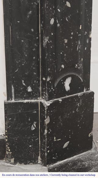 Louis XV style fireplace, Pompadour model, in speckled black marble Louis XV style fireplace, Pompadour model, in speckled black marble-7