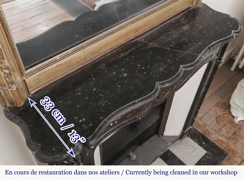 Louis XV style fireplace, Pompadour model, in speckled black marble Louis XV style fireplace, Pompadour model, in speckled black marble-9