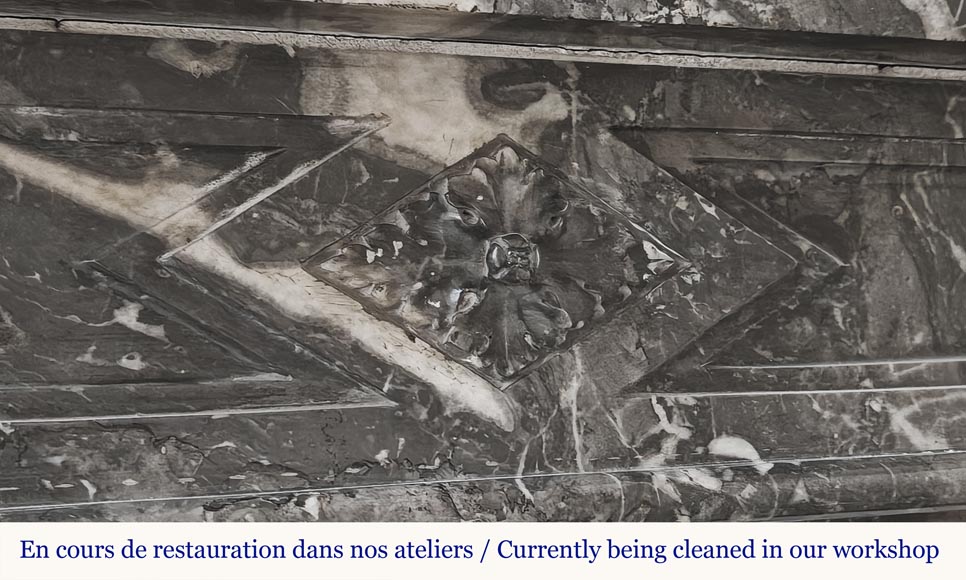Louis XVI period fireplace in Saint Anne grey marble Louis XVI period fireplace in Saint Anne grey marble-1