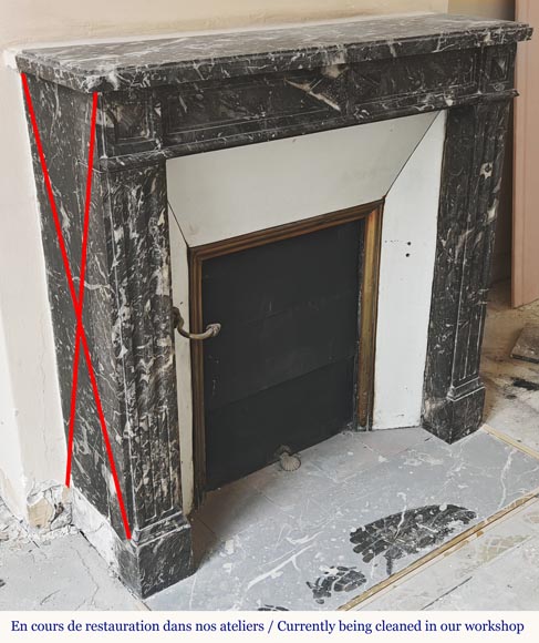 Louis XVI period fireplace in Saint Anne grey marble Louis XVI period fireplace in Saint Anne grey marble-2