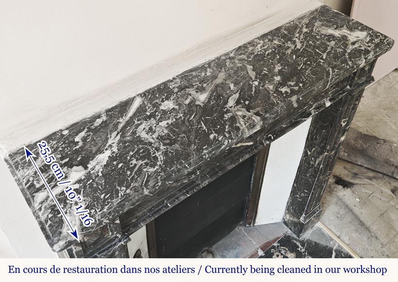 Louis XVI period fireplace in Saint Anne grey marble Louis XVI period fireplace in Saint Anne grey marble-6