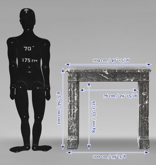 Louis XVI period fireplace in Saint Anne grey marble Louis XVI period fireplace in Saint Anne grey marble-7