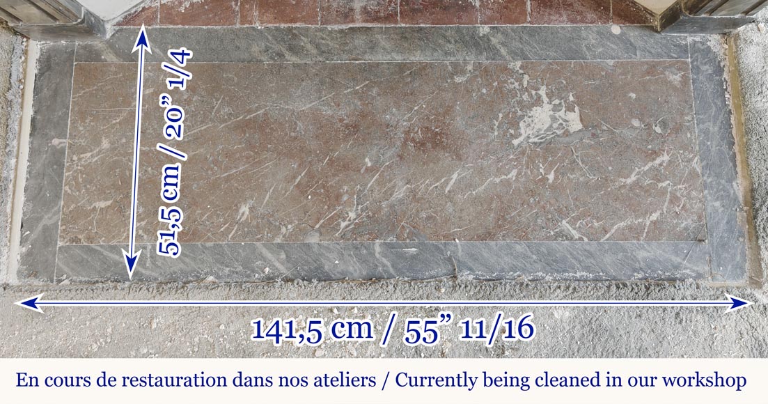 Louis XVI period fireplace in blue turquin marble, with molding decoration Louis XVI period fireplace in blue turquin marble, with molding decoration-8