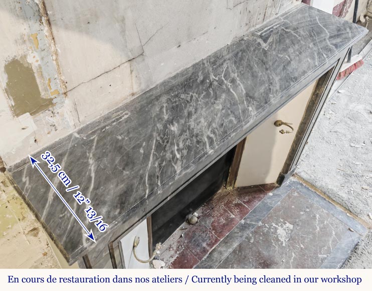 Louis XVI period fireplace in blue turquin marble, with molding decoration Louis XVI period fireplace in blue turquin marble, with molding decoration-9