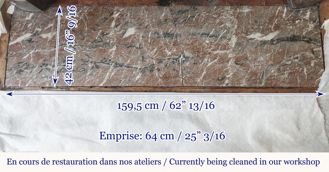 Louis XVI period fireplace in red northern marble, slightly curved Louis XVI period fireplace in red northern marble, slightly curved-8