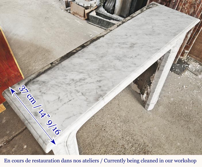 Louis XIV style fireplace in Carrara marble Louis XIV style fireplace in Carrara marble-8