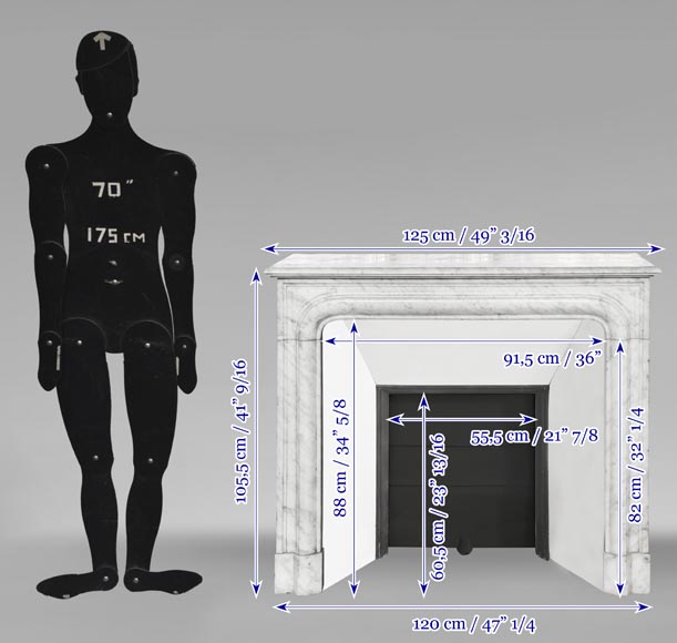 Louis XIV style fireplace in Carrara marble Louis XIV style fireplace in Carrara marble-9
