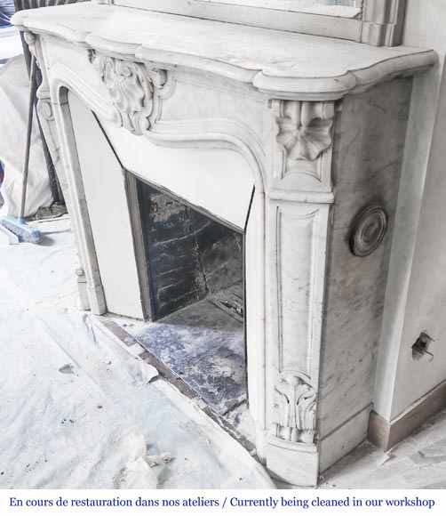 Louis XV style fireplace in Carrara marble Louis XV style fireplace in Carrara marble-7
