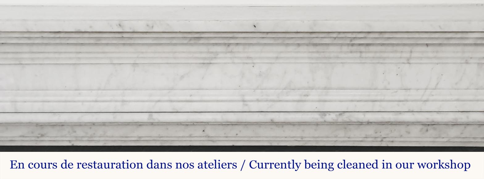 Louis XVI style fluted fireplace, in Carrara marble Louis XVI style fluted fireplace, in Carrara marble-1