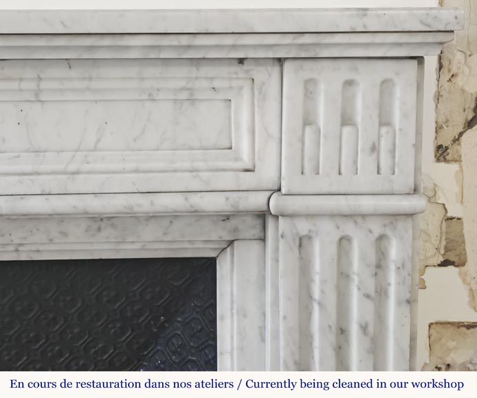 Louis XVI style fluted fireplace, in Carrara marble Louis XVI style fluted fireplace, in Carrara marble-6