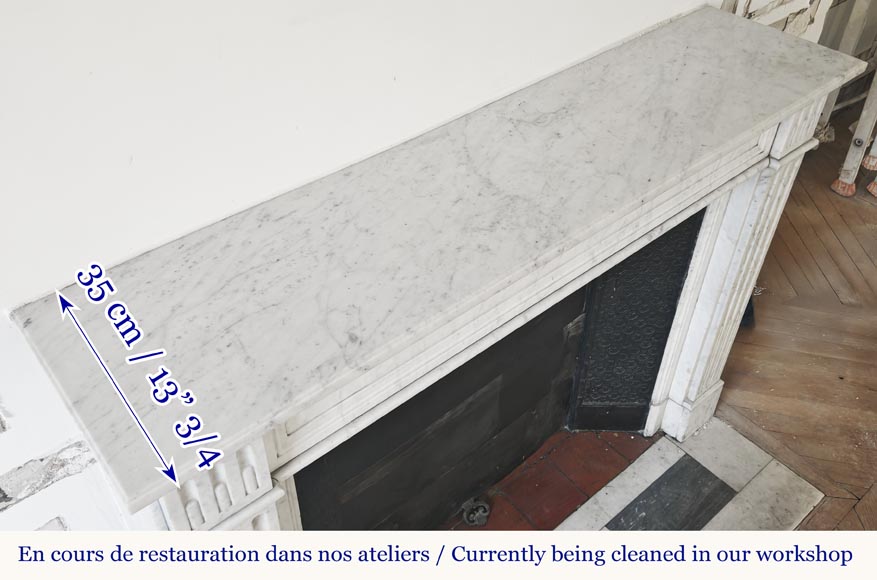 Louis XVI style fluted fireplace, in Carrara marble Louis XVI style fluted fireplace, in Carrara marble-9