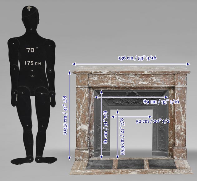 Louis XVI style fireplace in Northern Red marble Louis XVI style fireplace in Northern Red marble-10