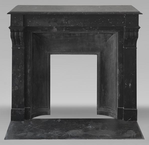 Napoleon III style fireplace, modillion model, in speckled black marble Napoleon III style fireplace, modillion model, in speckled black marble-0