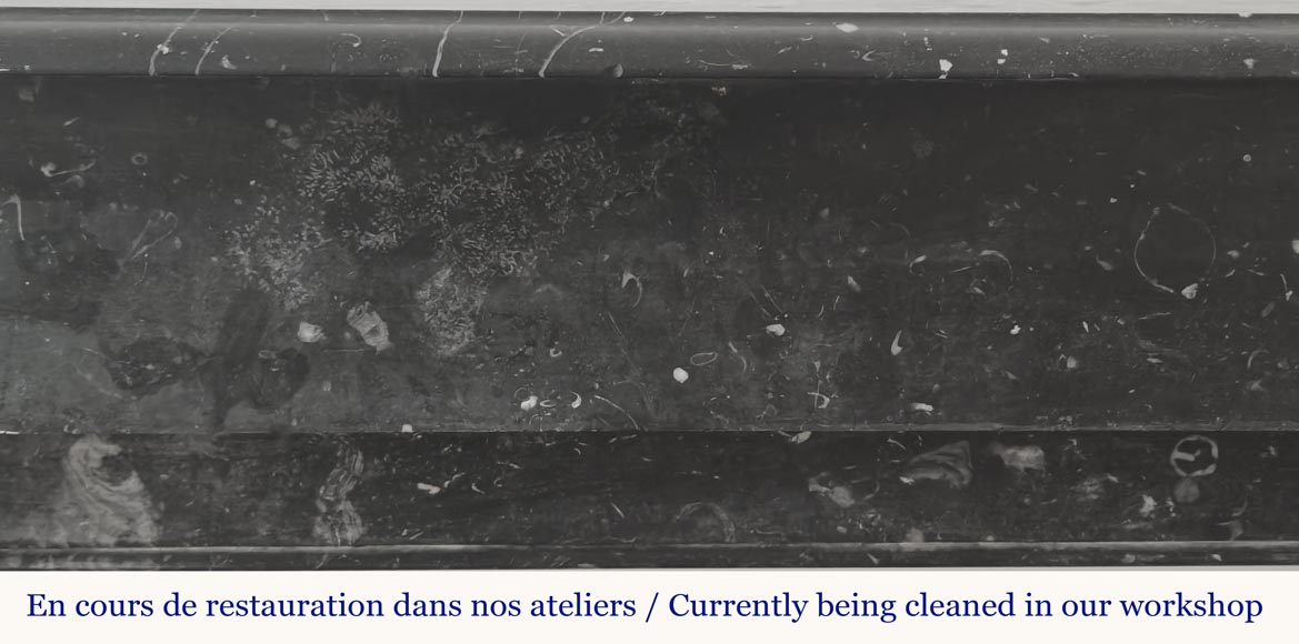 Napoleon III style fireplace, modillion model, in speckled black marble Napoleon III style fireplace, modillion model, in speckled black marble-1