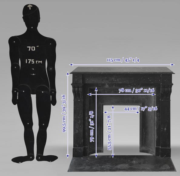 Napoleon III style fireplace, modillion model, in speckled black marble Napoleon III style fireplace, modillion model, in speckled black marble-10