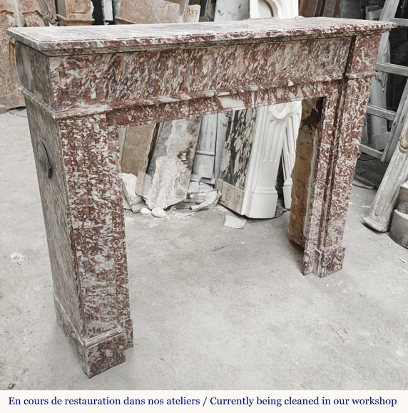 Louis XVI style fireplace decorated with fluting in pink marble Louis XVI style fireplace decorated with fluting in pink marble-2