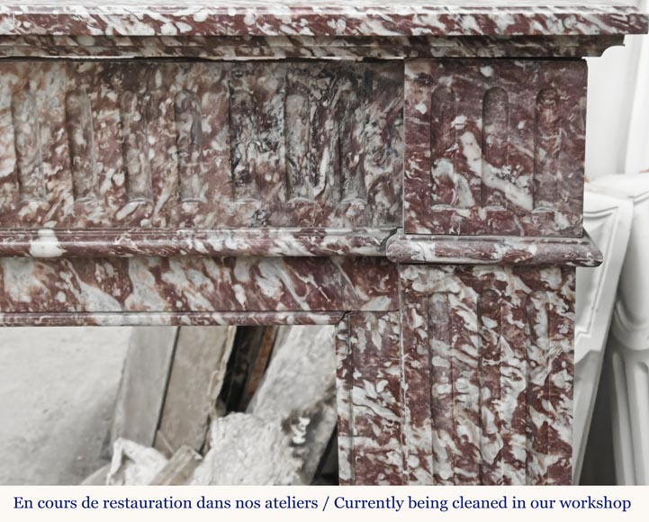 Louis XVI style fireplace decorated with fluting in pink marble Louis XVI style fireplace decorated with fluting in pink marble-6