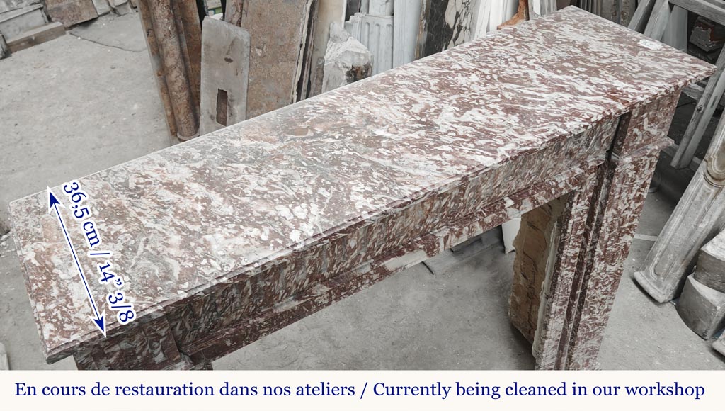 Louis XVI style fireplace decorated with fluting in pink marble Louis XVI style fireplace decorated with fluting in pink marble-8