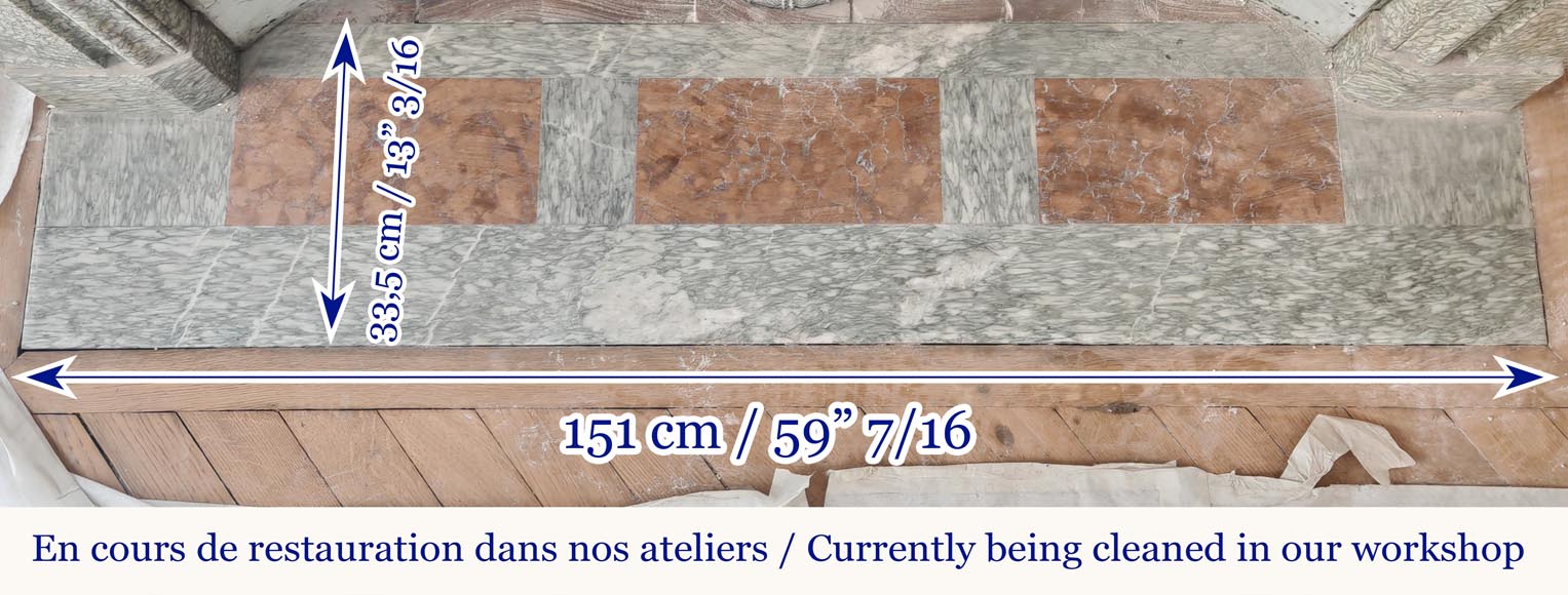 Napoleon III style fireplace with floral decoration, in green Estours marble Napoleon III style fireplace with floral decoration, in green Estours marble-11