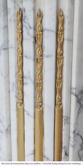 Louis XVI style fireplace in Arabescato marble, with bronze decoration Louis XVI style fireplace in Arabescato marble, with bronze decoration-4