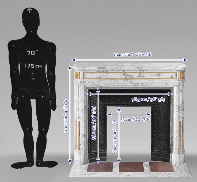 Louis XVI style fireplace in Arabescato marble, with bronze decoration Louis XVI style fireplace in Arabescato marble, with bronze decoration-11