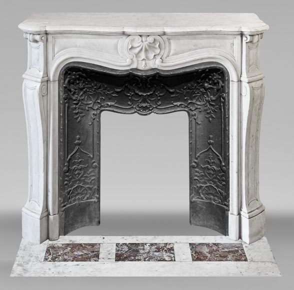 Louis XV style fireplace in Carrara marble Louis XV style fireplace in Carrara marble-0