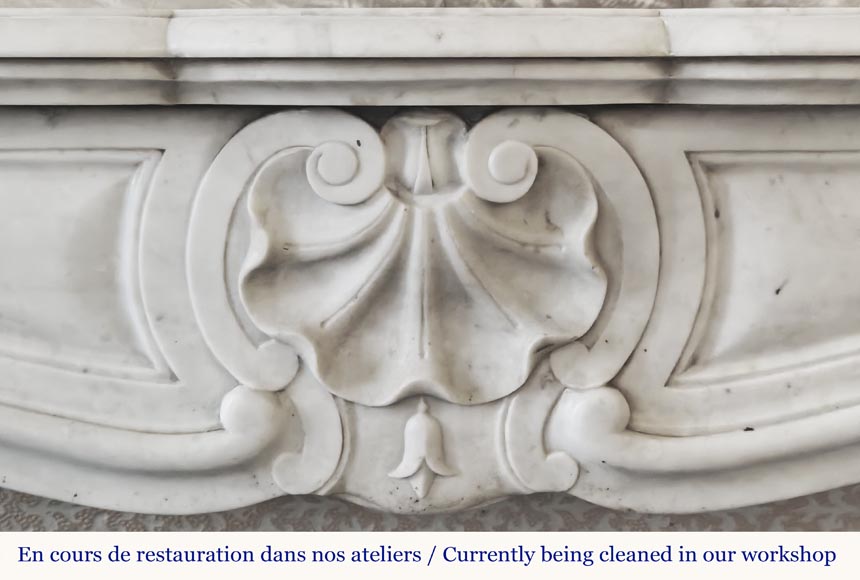 Louis XV style fireplace in Carrara marble Louis XV style fireplace in Carrara marble-1