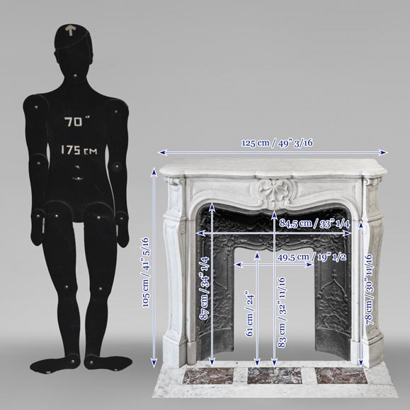 Louis XV style fireplace in Carrara marble Louis XV style fireplace in Carrara marble-10