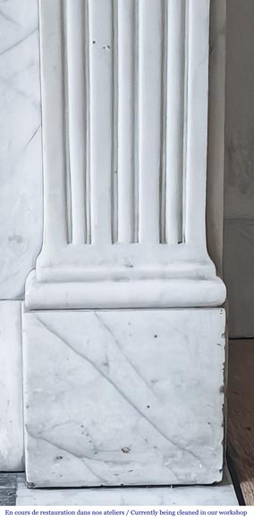 Louis XVI style fireplace in semi-statuary marble, decorated with a sunflower Louis XVI style fireplace in semi-statuary marble, decorated with a sunflower-7