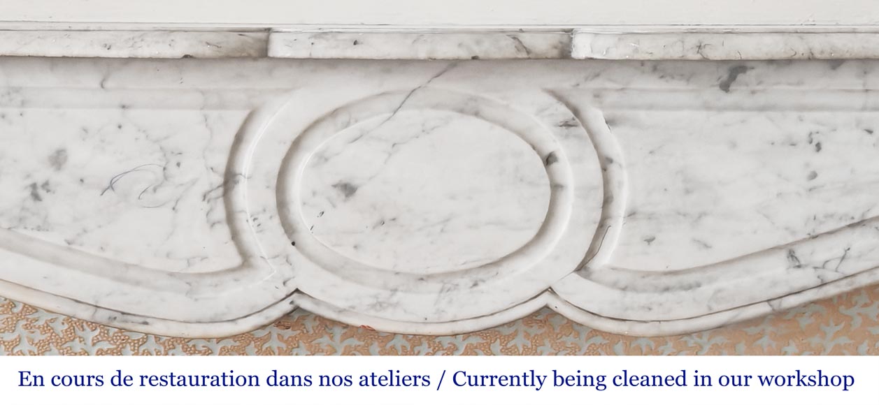 Louis XV style Pompadour model fireplace in Carrara marble Louis XV style Pompadour model fireplace in Carrara marble-1