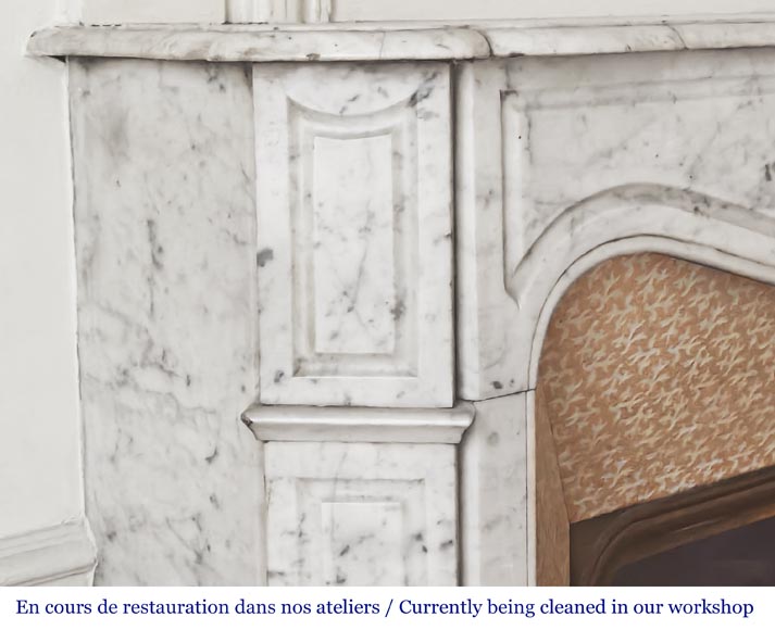 Louis XV style Pompadour model fireplace in Carrara marble Louis XV style Pompadour model fireplace in Carrara marble-3