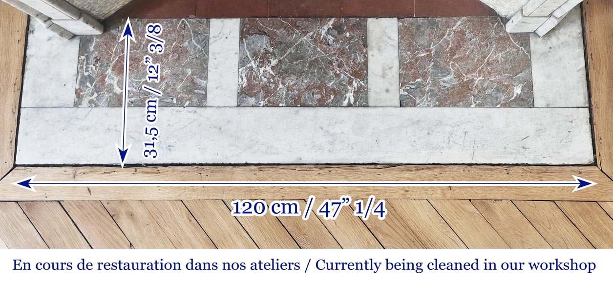 Louis XV style Pompadour model fireplace in Carrara marble Louis XV style Pompadour model fireplace in Carrara marble-8