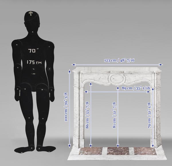 Louis XV style Pompadour model fireplace in Carrara marble Louis XV style Pompadour model fireplace in Carrara marble-10