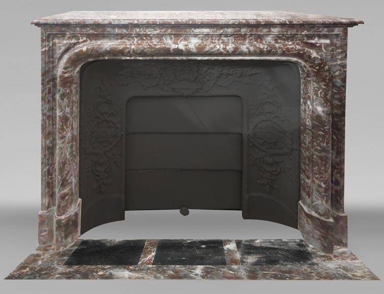 Louis XIV style fireplace with molding, in Royal Red marble Louis XIV style fireplace with molding, in Royal Red marble-0