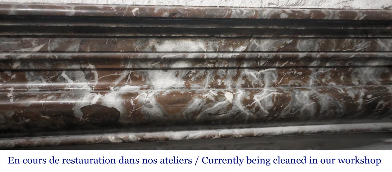 Louis XIV style fireplace with molding, in Royal Red marble Louis XIV style fireplace with molding, in Royal Red marble-1