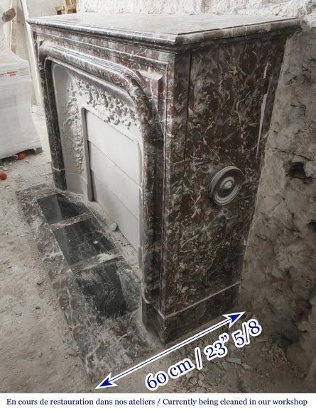 Louis XIV style fireplace with molding, in Royal Red marble Louis XIV style fireplace with molding, in Royal Red marble-5