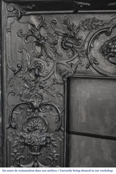 Louis XIV style fireplace in highly veined black Marquina marble Louis XIV style fireplace in highly veined black Marquina marble-9